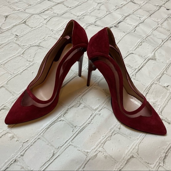 nour jensen Shoes - Nour Jensen Red Suede Heels 7